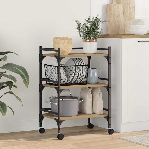 vidaXL Keitti&ouml;vaunu Artisan tammi 50 x 35 x 75.5 cm Tekninen puu