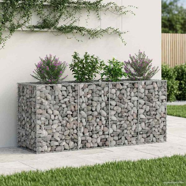 vidaXL Gabion Kohotettu Peti Hopea 170 x 50 x 80 cm Galvanoitu ter&auml;s