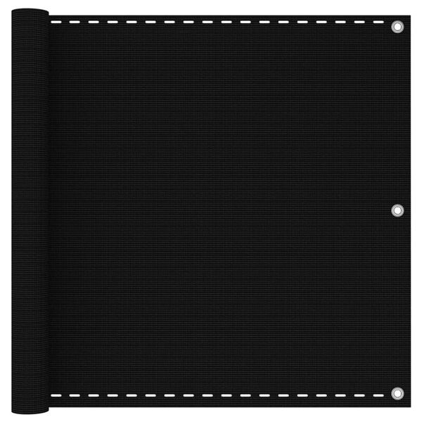 vidaXL Parvekkeen suoja musta 90x500 cm HDPE