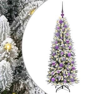 vidaXL Tekokuusi joulupalloilla 120 cm 150 LEDi&auml; L&auml;mpim&auml;n Valkoinen