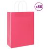 vidaXL Paperikassit 50 kpl kahvoilla pinkki 26x12x35 cm