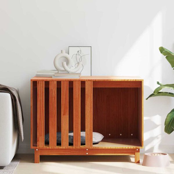 vidaXL Koirankoppi Vaha ruskea 90 x 60 x 67 cm Massiivinen mänty