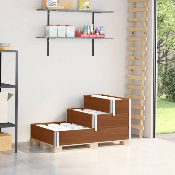 vidaXL 3-tasoinen Korotettu kukkalaatikko ruskea 120x80 cm t&auml;ysi m&auml;nty