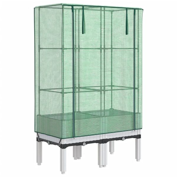 vidaXL Kukkalaatikko kasvihuonepeitteell&auml; rottinkityyli 80x40x140 cm