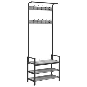 vidaXL Takkihylly hyllyll&auml; Harmaa Sonoma 75 x 34 x 184 cm Tekninen puu