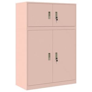 vidaXL S&auml;ilytyskaappi 2 kpl Pinkki 90 x 40 x 130 cm Ter&auml;s Lukittava