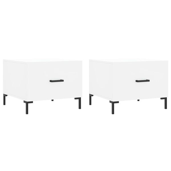 vidaXL Sohvapöydät 2 kpl valkoinen 50x50x40 cm tekninen puu