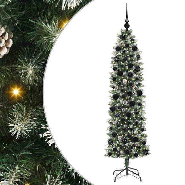 vidaXL Tekopaksu joulupuu 300 LED-valoilla Vihre&auml; ja valkoinen 180 cm