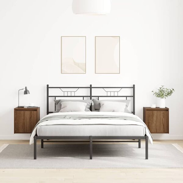 vidaXL Sein&auml;kiinnitett&auml;v&auml;t y&ouml;p&ouml;yd&auml;t 2 kpl ruskea tammi 38x34x40 cm