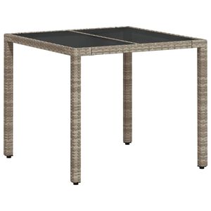 vidaXL Puutarhap&ouml;yt&auml; lasilevyll&auml; v.harmaa 90x90x75 cm polyrottinki