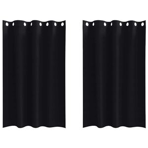 vidaXL Piment&auml;v&auml; verho renkailla 2 kpl Musta 175 x 140 cm Polyesteri