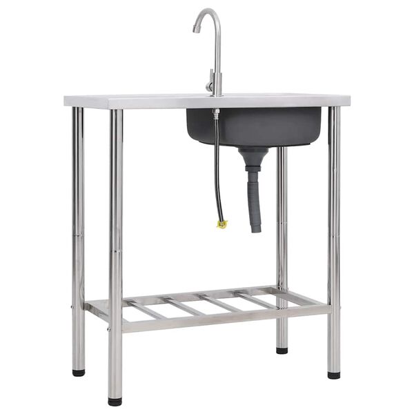 vidaXL Leirint&auml;alueen pesuallas hanalla ruostumaton ter&auml;s