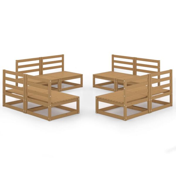 vidaXL 8-osainen Puutarhasohvasarja hunajanruskea t&auml;ysi m&auml;nty