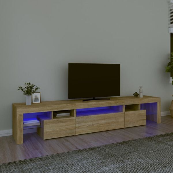 vidaXL TV-taso LED-valoilla Sonoma-tammi 215x36,5x40 cm