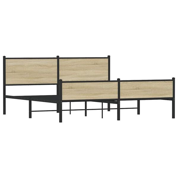vidaXL Metallinen s&auml;ngynrunko ilman patjaa Sonoma-tammi 180x200 cm