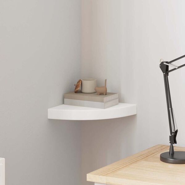 vidaXL Kelluva kulmahylly valkoinen 25x25x3,8 cm MDF