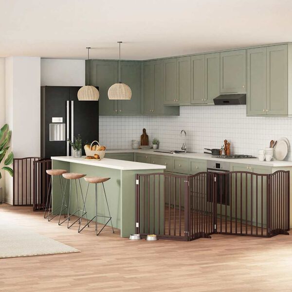 vidaXL Koiraportti kokoontaittuva 10 paneelia ruskea 800 cm poppelipuu