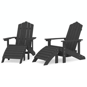 vidaXL Adirondack puutarhatuolit 2 kpl jalkatuilla HDPE antrasiitti