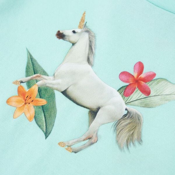 Lasten lyhythihainen T-paita vaalea vedenvihre&auml; 128