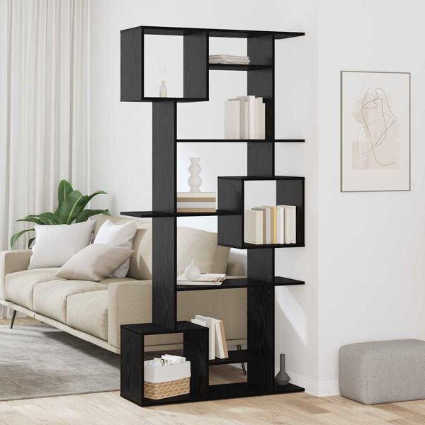 vidaXL Kirjahylly Musta tammi. 92 x 29 x 188 cm Tekninen puu