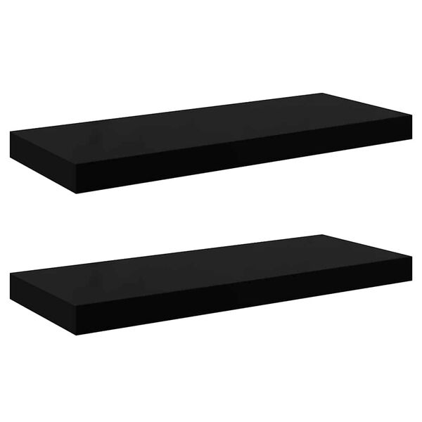 vidaXL Kelluvat sein&auml;hyllyt 2kpl korkeakiilto musta 60x23,5x3,8 cm MDF