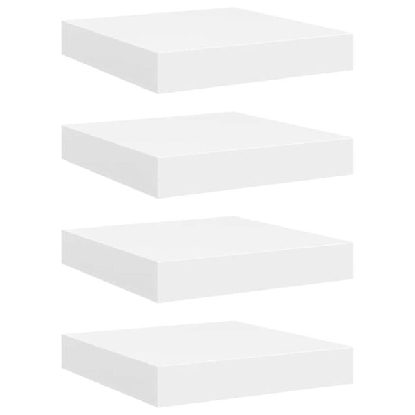 vidaXL Kelluvat sein&auml;hyllyt 4 kpl valkoinen 23x23,5x3,8 cm MDF