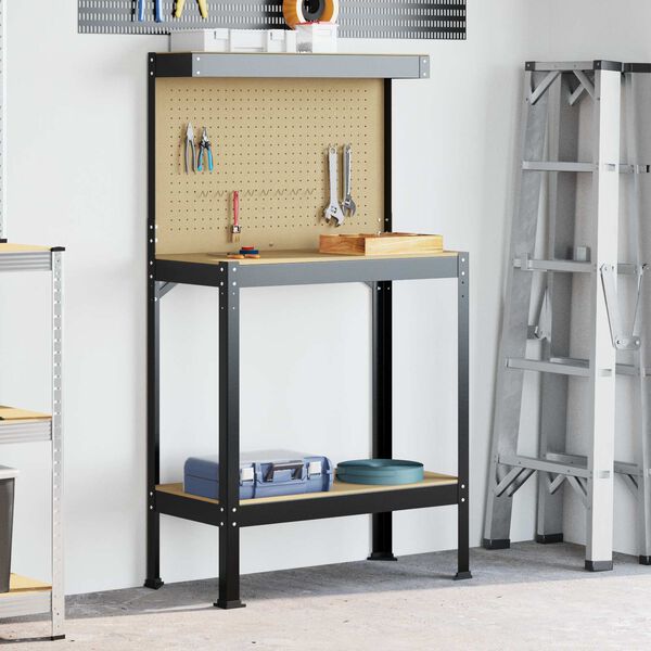 vidaXL Ty&ouml;p&ouml;yd&auml;t hyllyll&auml; Musta 81 x 41 x 145 cm Tekninen puu