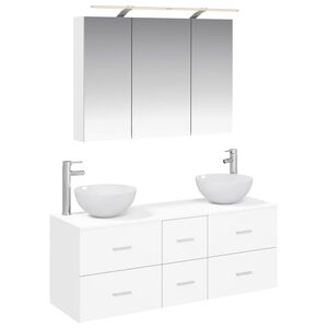 vidaXL Kylpyhuonekalustesetti 4 pcs valkoinen Tekninen puu ja lasi