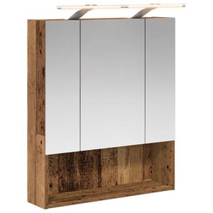 vidaXL Kylpyhuoneen Peilikaappi hyllyll&auml; Vanha puu 60 x 14.5 x 70 cm