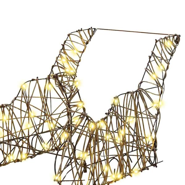 vidaXL Poron vet&auml;m&auml; joulusleigh L&auml;mpim&auml;n Valkoinen Rottinki