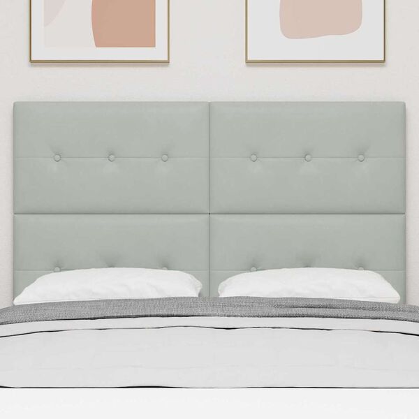 vidaXL Päätylevy LED -nauhavalot päätyllä Vaaleanharmaa 72 cm Sametti