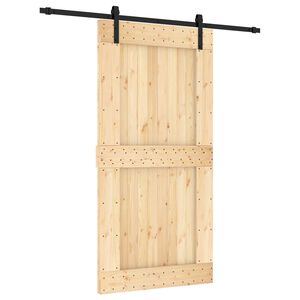 vidaXL Liukuovi Luonnollinen ja musta 100 x 210 cm Massiivinen m&auml;nty