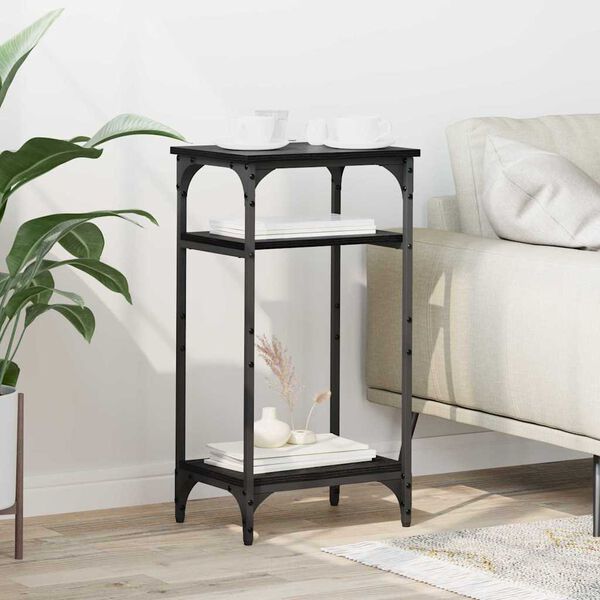 vidaXL Sivup&ouml;yt&auml; hyllyll&auml; Musta tammi. 40 x 30 x 75 cm Tekninen puu