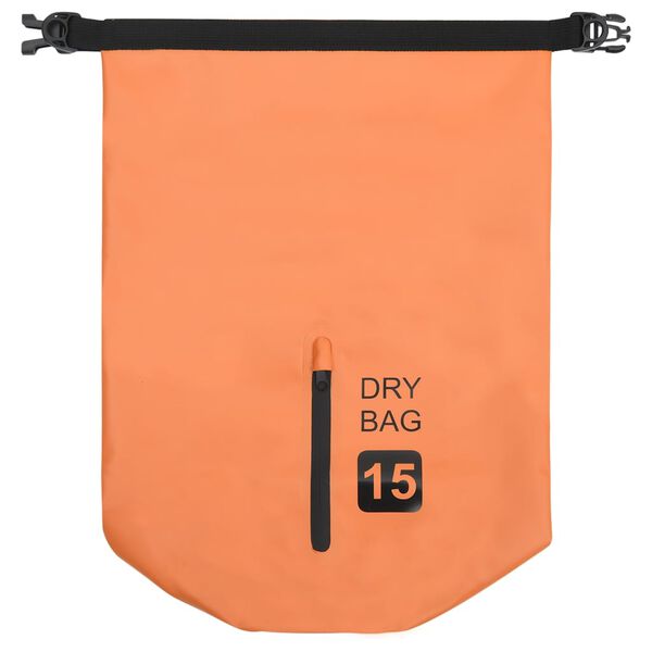 vidaXL Kuivapussi vetoketjulla oranssi 15 l PVC