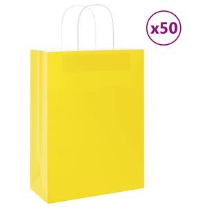 vidaXL Paperipussit 50 kpl kahvoilla keltainen 26x12x35 cm