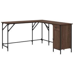 vidaXL Ty&ouml;p&ouml;yt&auml; ruskea tammi 141x141x75 cm tekninen puu