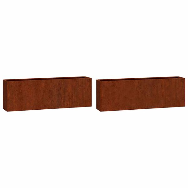 vidaXL Kukkalaatikot 2 kpl ruoste Corten ter&auml;s 53x10x17 cm