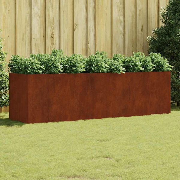 vidaXL Korotettu kukkalaatikko 280x80x80 cm Corten ter&auml;s