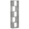 vidaXL Kirjahylly 5 tasoa betoninharmaa 45x23,5x162,5 cm tekninen puu