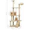vidaXL Kissan kiipeilypuu sisal- raapimispylväillä beige 191 cm