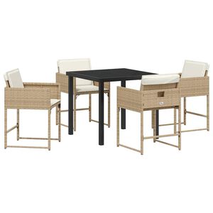 vidaXL Piharuokailu setti 5 kpl Beige polyrottinki