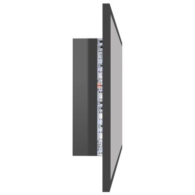 vidaXL LED-kylpyhuonepeili korkeakiilto harmaa 80x8,5x37 cm akryyli