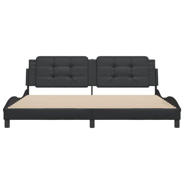 vidaXL Sängynrunko ilman patjaa Zadar musta 200x200 cm keinonahka
