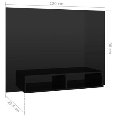 vidaXL TV-taso seinälle korkeakiilto musta 120x23,5x90 cm tekninen puu