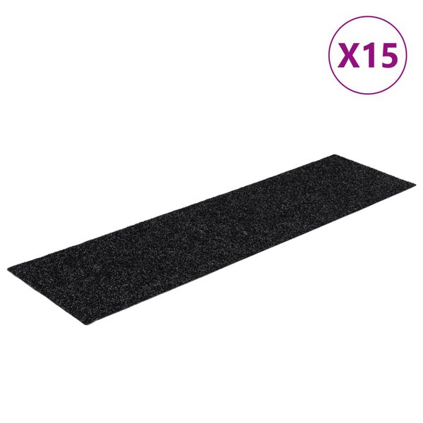 vidaXL Porrasmatot itseliimautuvat 15 kpl 76x20 cm musta suorakaiteen muotoinen