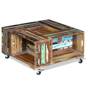 vidaXL Kahvip&ouml;yt&auml; kierr&auml;tetty massiivipuu 70x70x35 cm