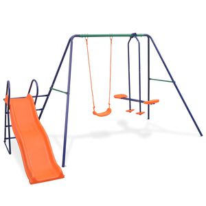 vidaXL Keinuteline liukum&auml;ell&auml; ja 3 istuimella oranssi