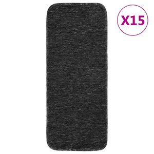 vidaXL Liukumattomat porrasmatot 15 kpl 60x25cm antrasiitti suorakaide