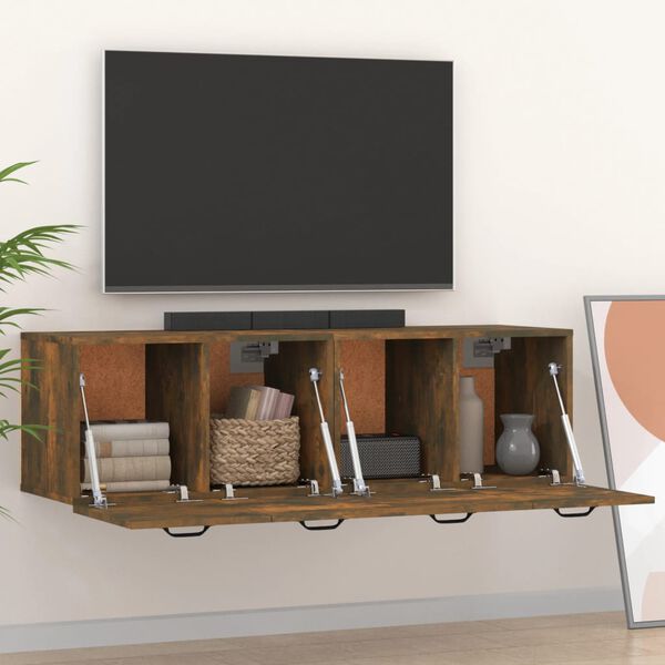 vidaXL Sein&auml;kaapit 2 kpl savutammi 80x35x36,5 cm tekninen puu