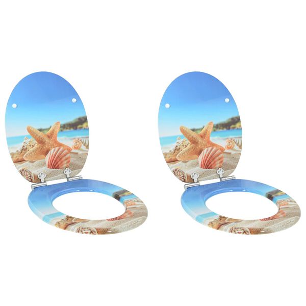 vidaXL WC-istuin 2 pcs Meren simpukka 44 x 38 cm MDF-levy